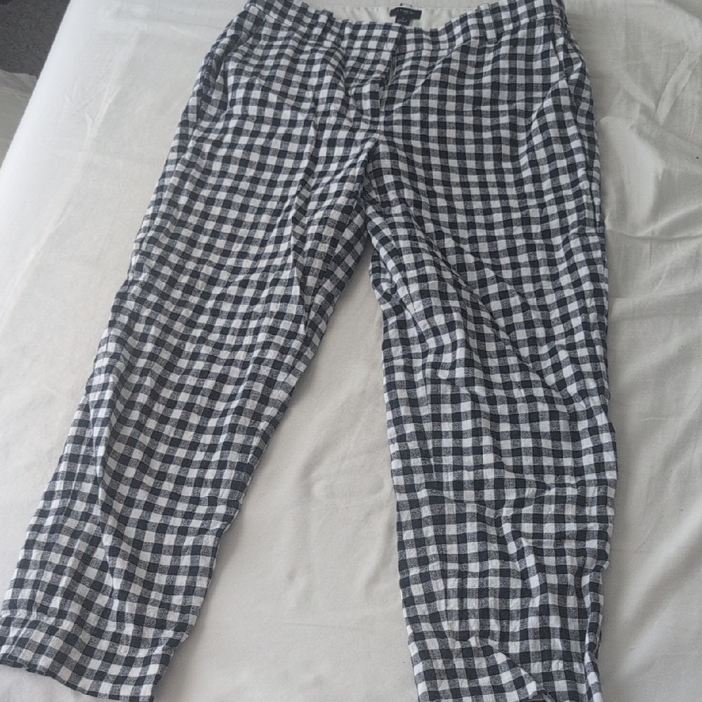 J. Crew Women's Navy and White Checkered Chinos